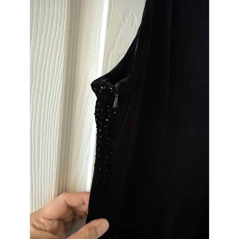 Vintage Cassandra‎ Stone Black Velvet Rhinestone Gown V-Neck Formal Dress 6 - Picture 7 of 11